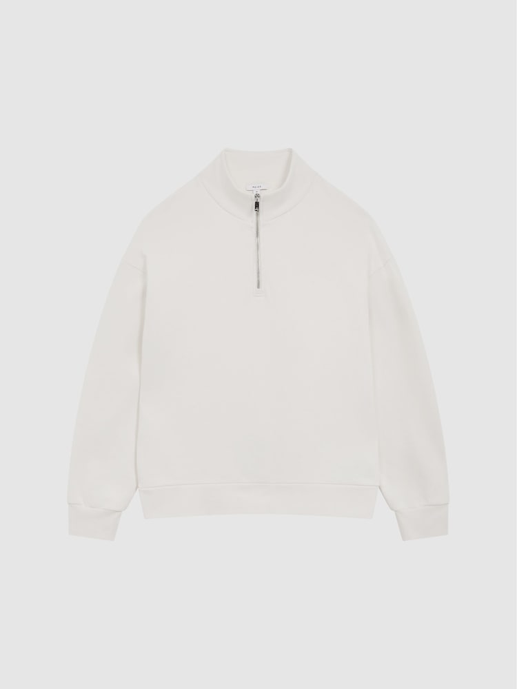 Reiss Ecru Crane Half Zip Funnel Neck Jumper - Image 2 of 7