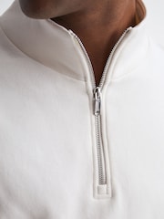 Reiss Ecru Crane Half Zip Funnel Neck Jumper - Image 4 of 7
