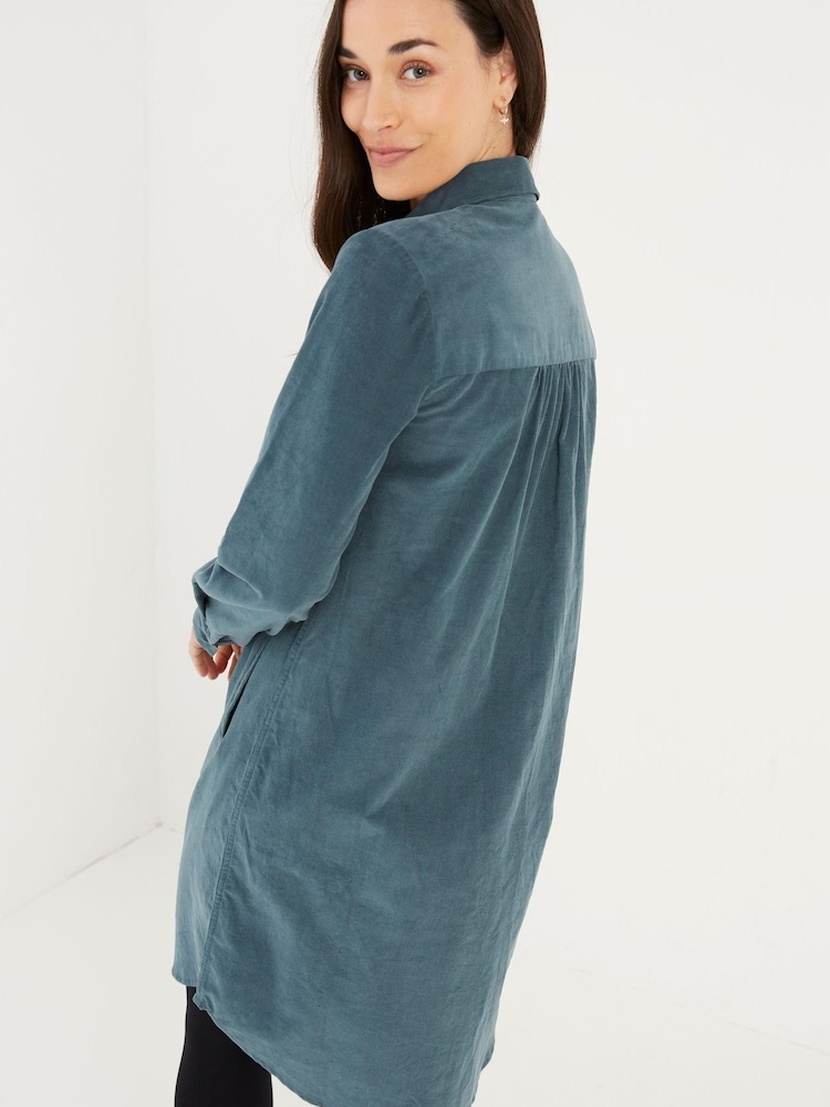 FatFace Green Chester Cord Shirt Dress - Image 2 of 4 FatFace Green Chester Cord Shirt Dress - Image 2 of 4