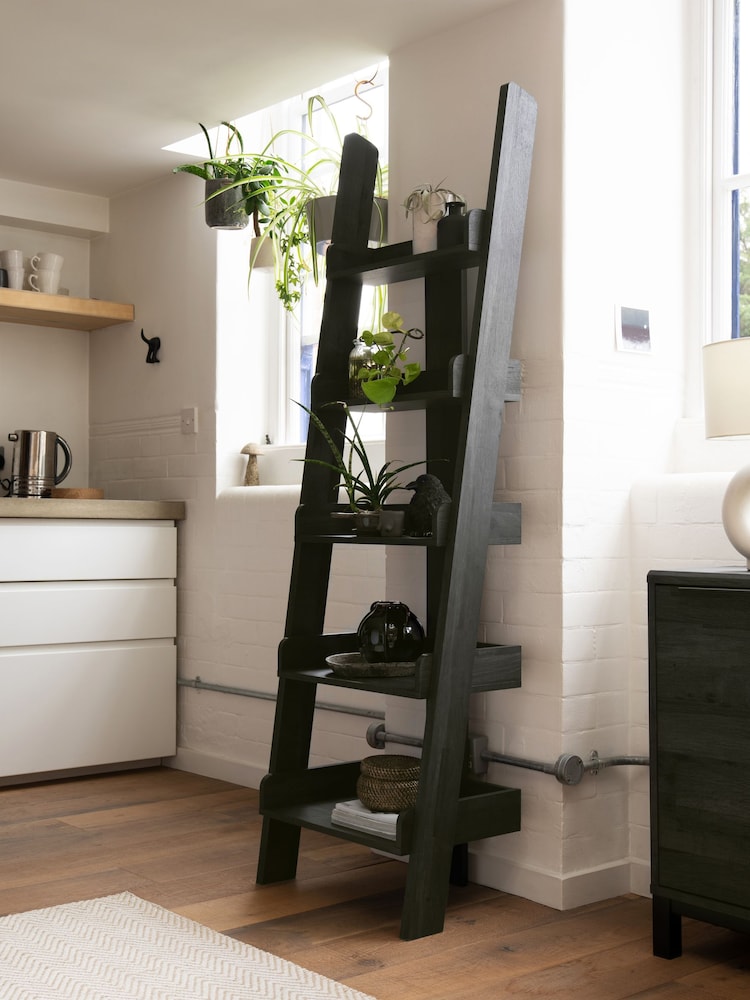 Black Bronx Oak Effect Ladder Shelf - Image 1 of 10