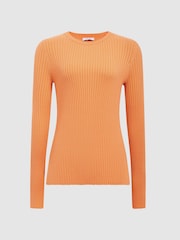 Reiss Orange Elle Slim Fit Ribbed Crew Neck Split Sleeve Jumper - Image 2 of 5