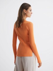 Reiss Orange Elle Slim Fit Ribbed Crew Neck Split Sleeve Jumper - Image 5 of 5