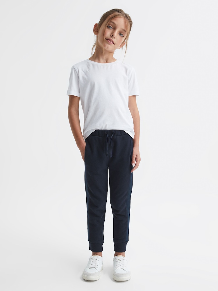 Reiss Navy Mara Junior Metallic Trim Joggers - Image 1 of 7
