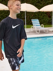 Nike Black Sun Safe Hydroguard Short Sleeve Rash Vest - Image 2 of 7