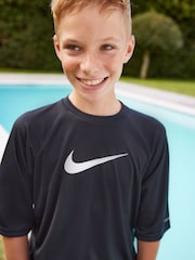 Nike Black Sun Safe Hydroguard Short Sleeve Rash Vest - Image 3 of 7