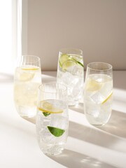 Truly Set of 4 Clear Fluted Crystal High Ball Glasses - Image 1 of 3