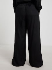 Simply Be Black Tie Waist Linen Wide Leg Trousers - Image 3 of 5