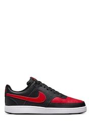 Nike Black/Red Court Vision Low Trainers - Image 1 of 8