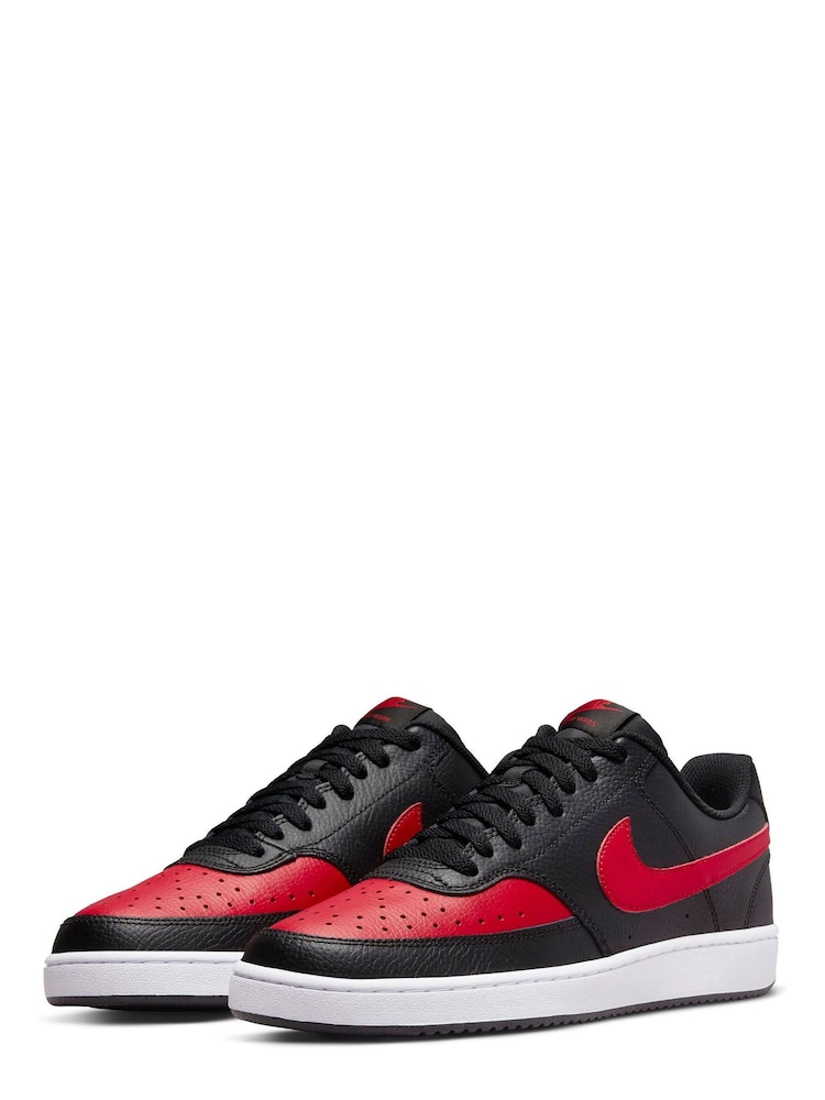 Czarny/czerwony - Nike Court Vision Low Trainers - Image 3 of 8