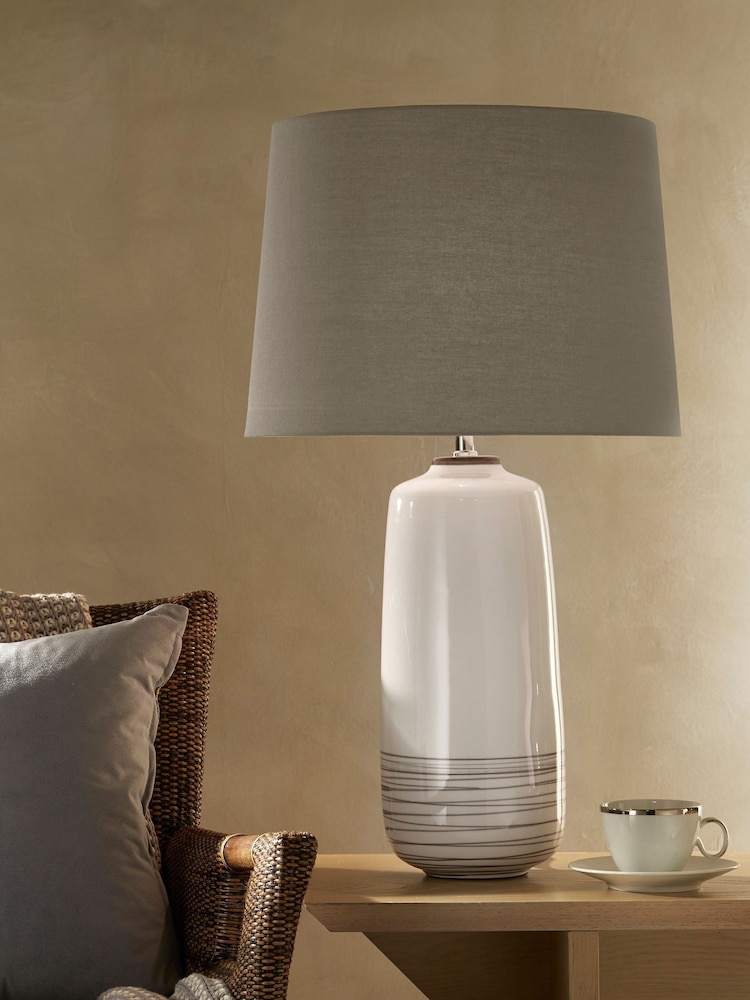 Village At Home White Moby Ceramic Table Lamp - Image 1 of 2