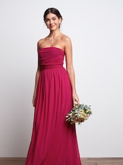 Pink Mesh Multiway Bridesmaid Wedding Maxi Dress - Image 1 of 7