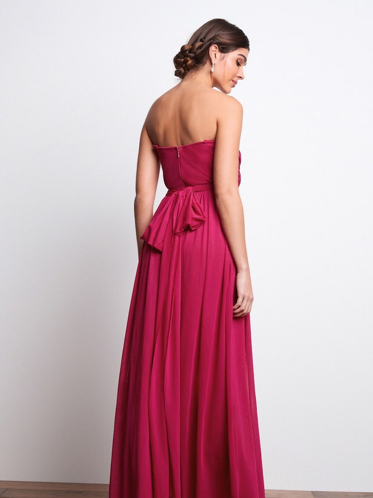 Pink Mesh Multiway Bridesmaid Wedding Maxi Dress - Image 3 of 7