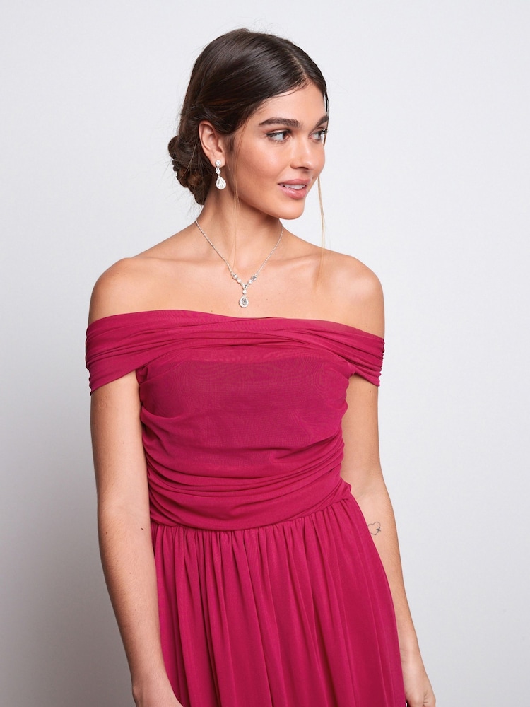 Pink Mesh Multiway Bridesmaid Wedding Maxi Dress - Image 4 of 7