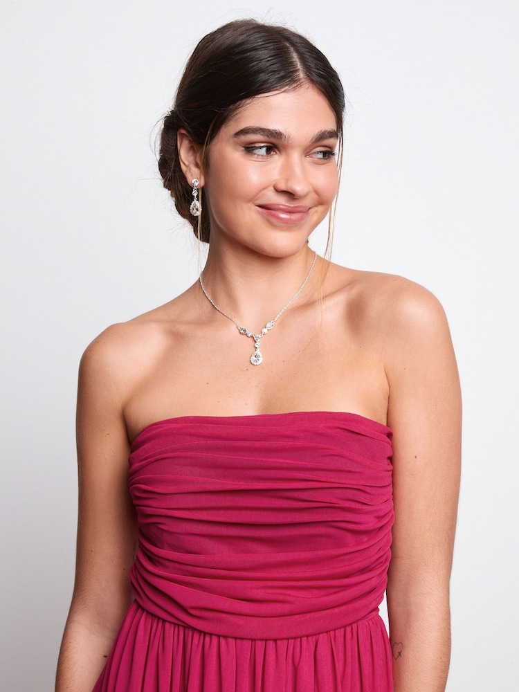Pink Mesh Multiway Bridesmaid Wedding Maxi Dress - Image 6 of 7