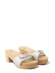Scholl Womens Iconic 'Lena' Leather Mule Black Sandal Clogs - Image 2 of 6