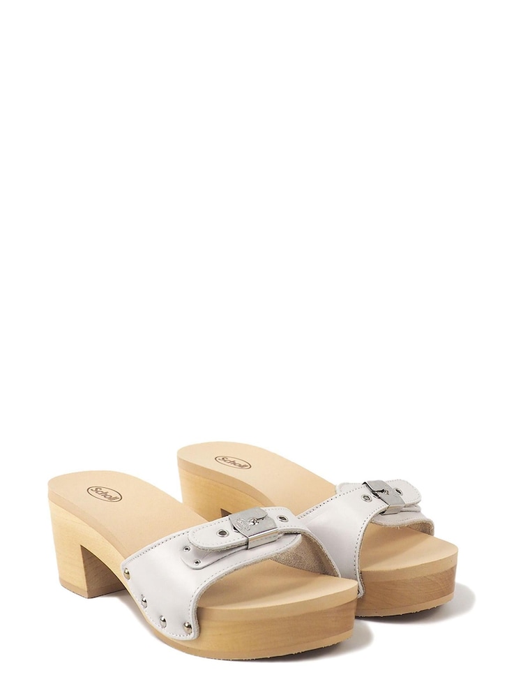 Scholl Womens Iconic 'Lena' Leather Mule Black Sandal Clogs - Image 2 of 6