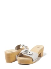 Scholl Womens Iconic 'Lena' Leather Mule Black Sandal Clogs - Image 3 of 6