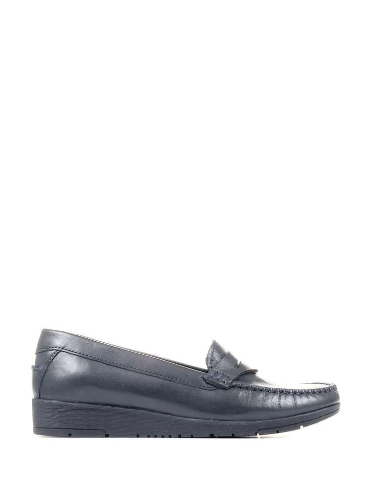 Pavers Blue Wide Fit Leather Penny Loafers - Image 1 of 7
