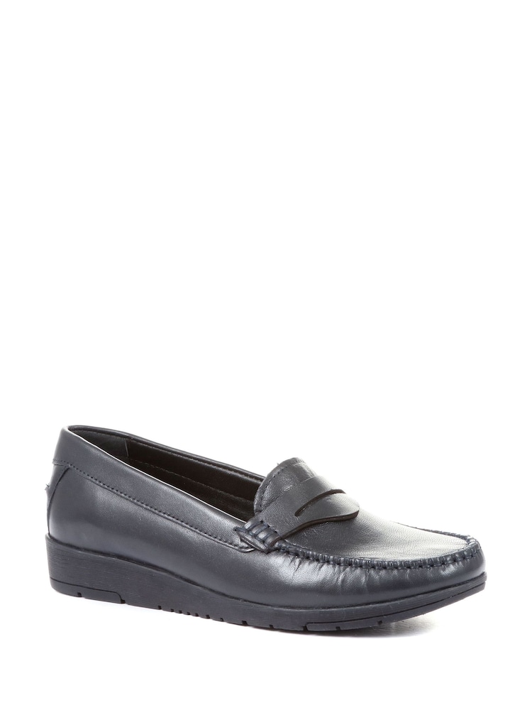 Pavers Blue Wide Fit Leather Penny Loafers - Image 2 of 7