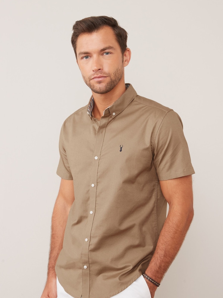 Stone Short Sleeve Stretch Oxford Shirt - Image 1 of 5