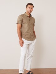 Stone Short Sleeve Stretch Oxford Shirt - Image 2 of 5