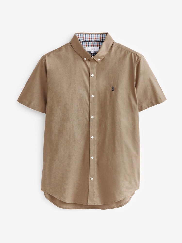 Stone Short Sleeve Stretch Oxford Shirt - Image 5 of 5