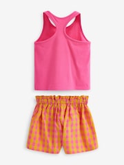 Violett/Orange, Vichymuster - Kurzer Jersey-Pyjama mit Trägertop und Shorts 2er-Pack (3-16 J.) - Bild 6 von 6