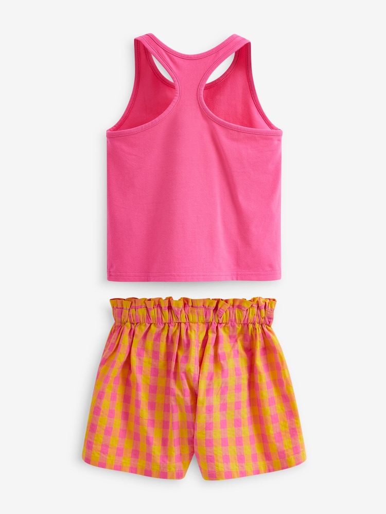 Violett/Orange, Vichymuster - Kurzer Jersey-Pyjama mit Trägertop und Shorts 2er-Pack (3-16 J.) - Bild 6 von 6