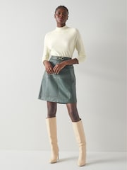 LK Bennett Cream Betty Merino Wool Scallop Edge Jumper - Image 3 of 4