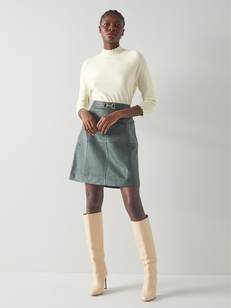 LK Bennett Cream Betty Merino Wool Scallop Edge Jumper - Image 3 of 4