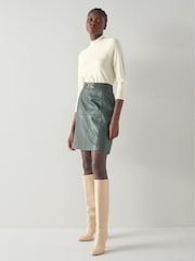LK Bennett Cream Betty Merino Wool Scallop Edge Jumper - Image 4 of 4