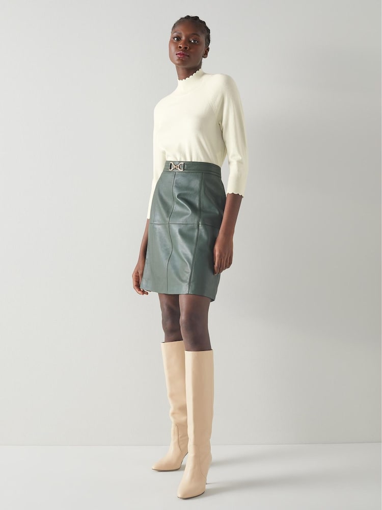LK Bennett Cream Betty Merino Wool Scallop Edge Jumper - Image 4 of 4