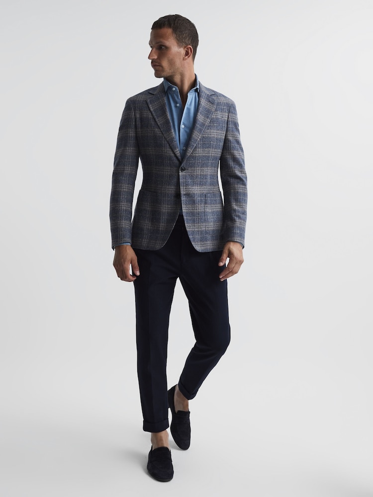 Reiss Navy Borough Relaxed Fit Twill Trousers - Image 3 of 5