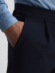 Reiss Navy Borough Relaxed Fit Twill Trousers - Image 4 of 5