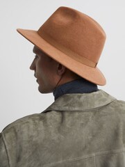 Reiss Camel Clive Wool Trilby Hat - Image 3 of 5