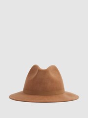 Reiss Camel Clive Wool Trilby Hat - Image 4 of 5