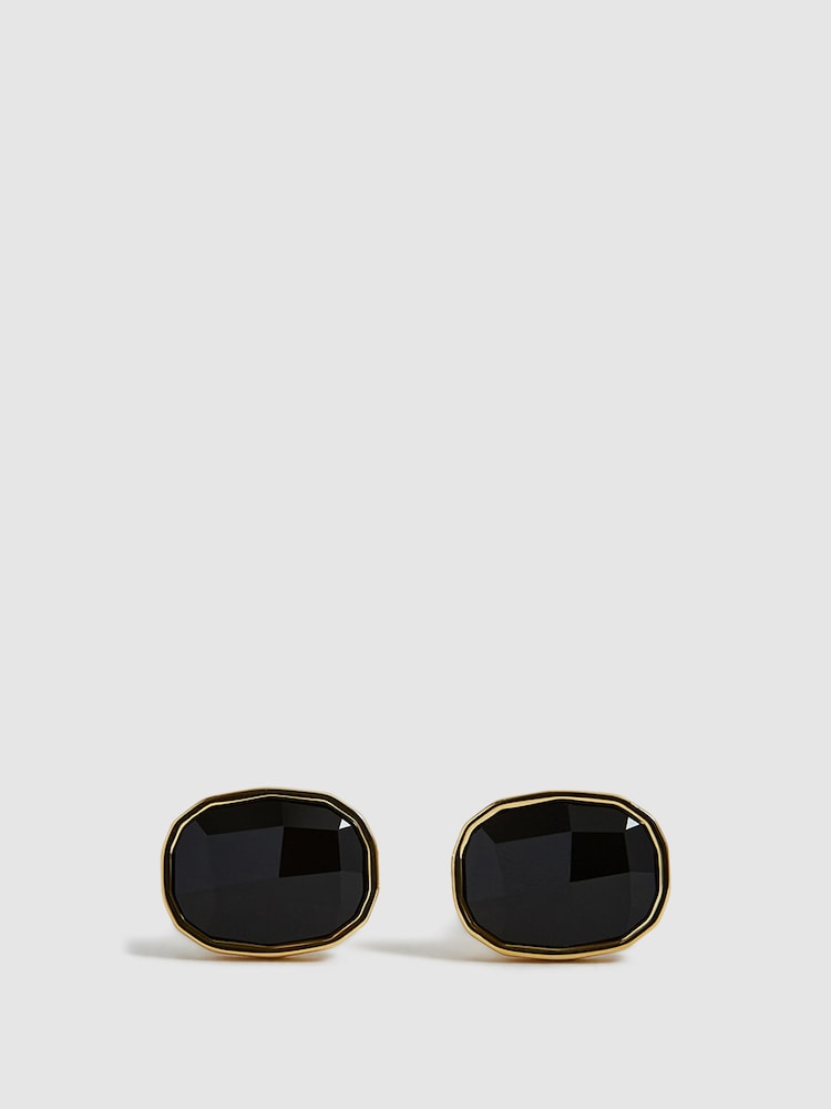 Reiss Gold Carter Stone Insert Cufflinks - Image 1 of 5