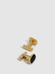 Reiss Gold Carter Stone Insert Cufflinks - Image 3 of 5