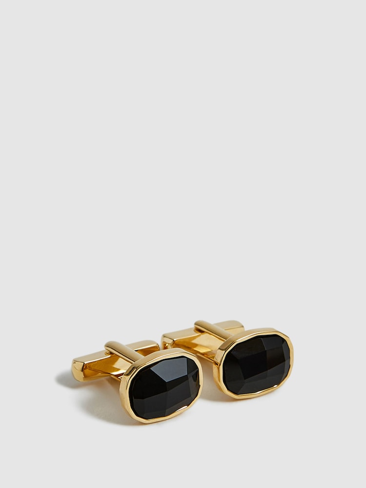Reiss Gold Carter Stone Insert Cufflinks - Image 5 of 5