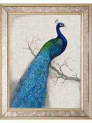 Brookpace Lascelles Gold Peacock 1 Print in Antique Mirrored Frame - Image 1 of 3