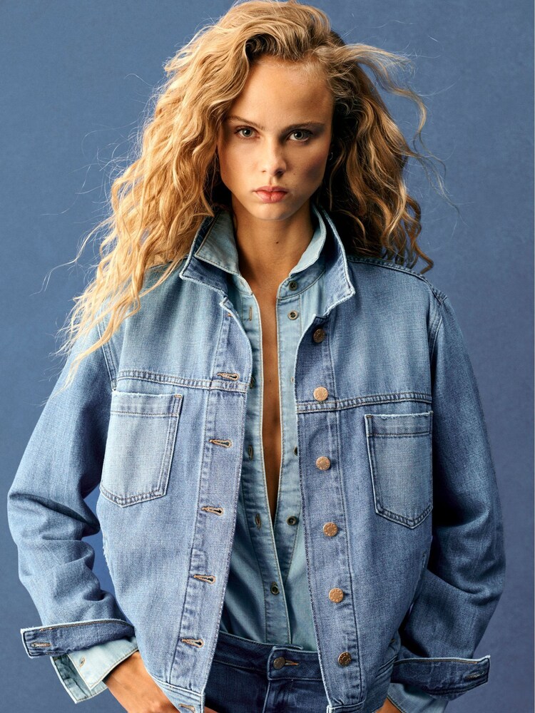 Mid Blue Own. Crop Western Denim Jacket - Image 1 of 10