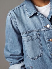 Mid Blue Own. Crop Western Denim Jacket - Image 3 of 10