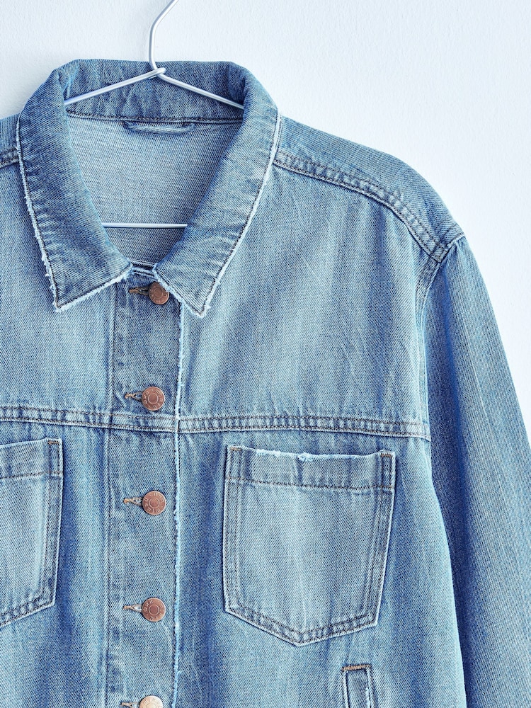 Mid Blue Own. Crop Western Denim Jacket - Image 7 of 10