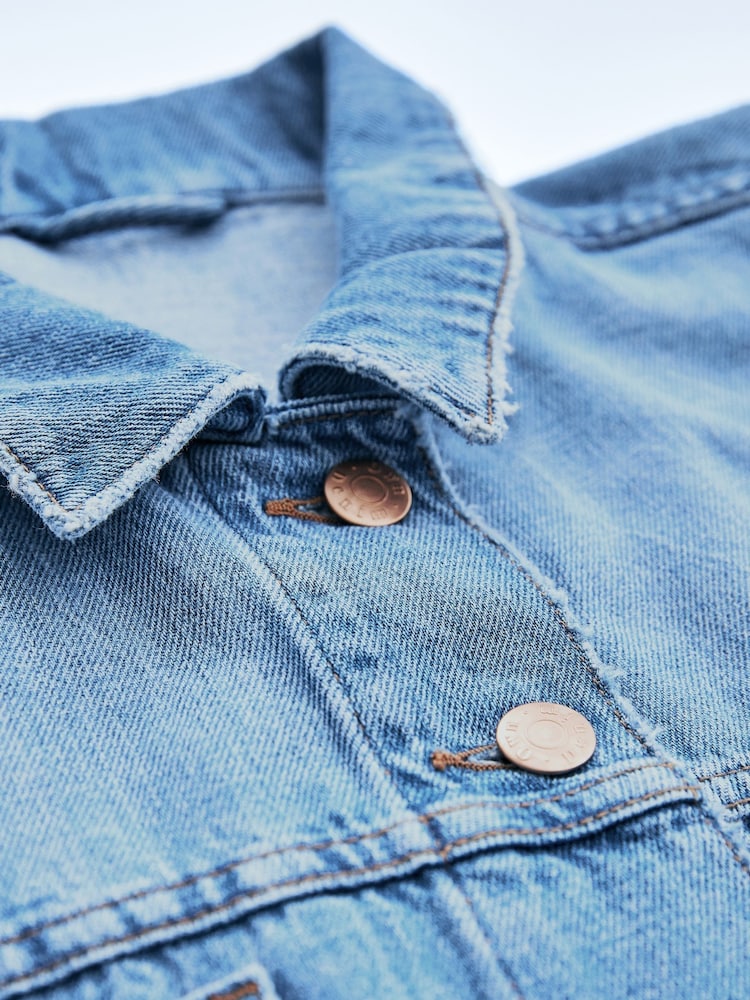 Mid Blue Own. Crop Western Denim Jacket - Image 8 of 10
