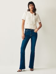 7 For All Mankind Dark Blue Bair Rinsed Bootcut Flare Jeans - Image 2 of 4