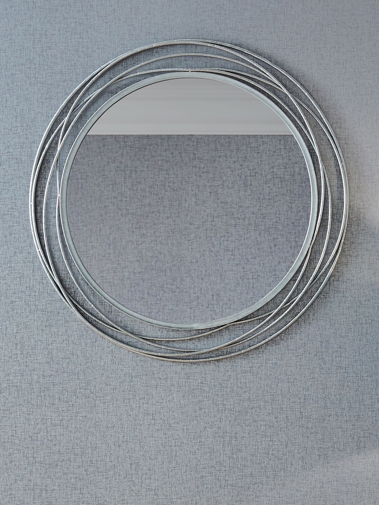 Pacific Antique Silver Metal Round Wall Mirror - Image 1 of 4