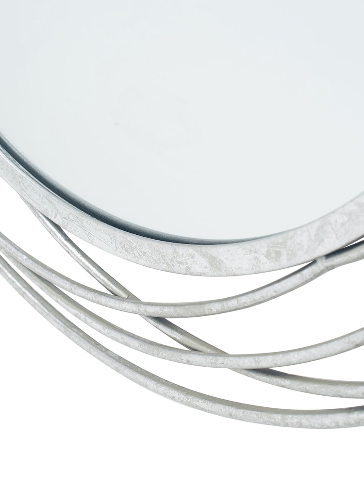 Pacific Antique Silver Metal Round Wall Mirror - Image 4 of 4
