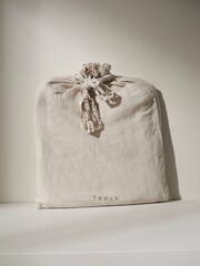 Truly Grey 100% Linen Ruffle Table Cloth - Image 2 of 2