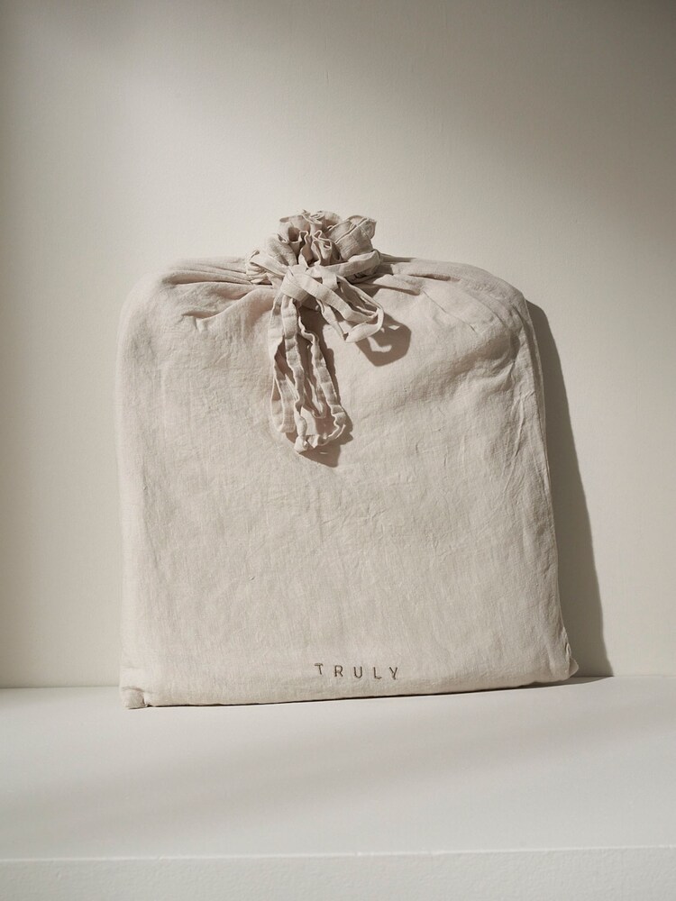 Truly Grey 100% Linen Ruffle Table Cloth - Image 2 of 2
