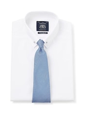 Savile Row Company Hemd, Doppelmanschette mit extra Nadelkragen, 100 % Baumwolle, Slim-Fit, Weiß - Bild 1 von 4